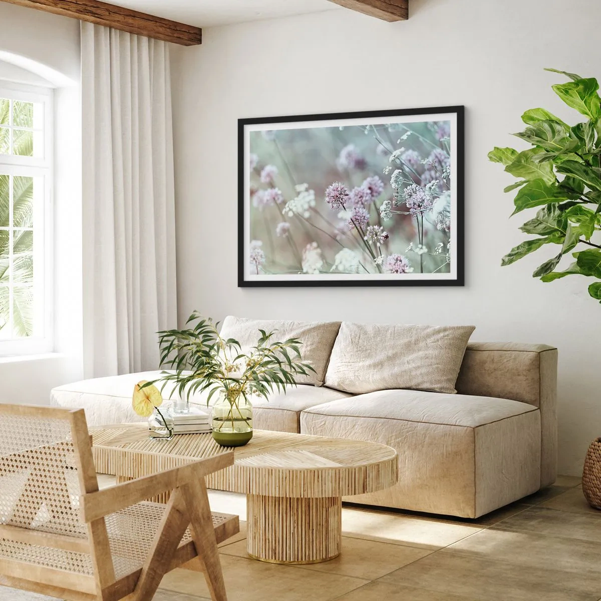 Poster in een zwarte lijst - Zoete filigrane kruiden - 40x30 cm