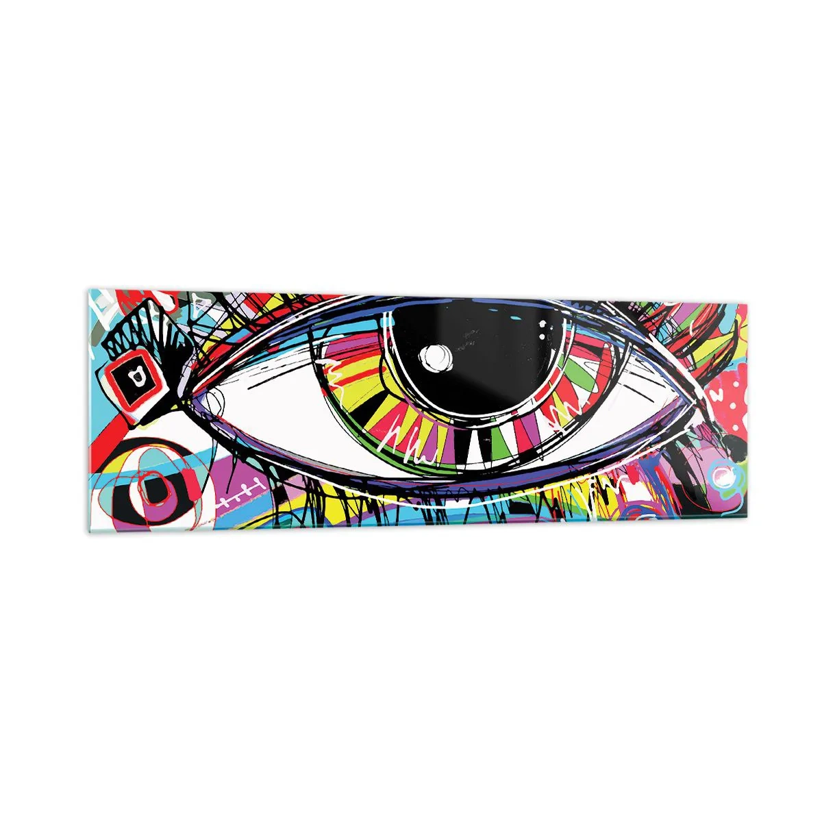 Schilderen op glas - Kleurrijk oog - kleurrijke ziel - 160x50 cm