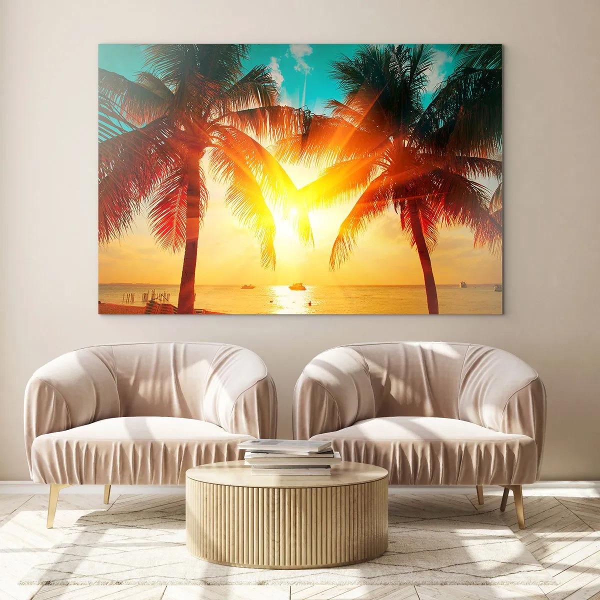 Schilderen op glas - Exotisch koppel - 100x70 cm