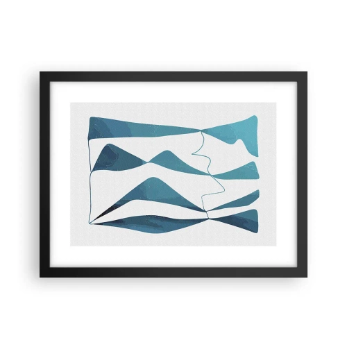 Poster in een zwarte lijst - Abstractie: turquoise verbinding - 40x30 cm