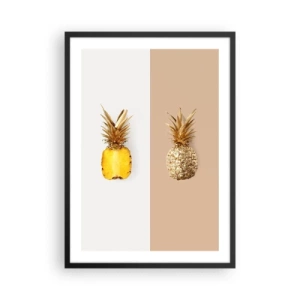 Poster in een zwarte lijst - Een minimalistische compositie van twee ananassen - 50x70cm - Ananas voor ons - Moderne wanddecoratie voor woonkamer en slaapkamer ARTTOR