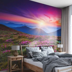 Fotobehang Premium Canvas - Kruiden roken naar verse trossen van de velden - Landschap, Bergen, Bloemen - 150x105 cm