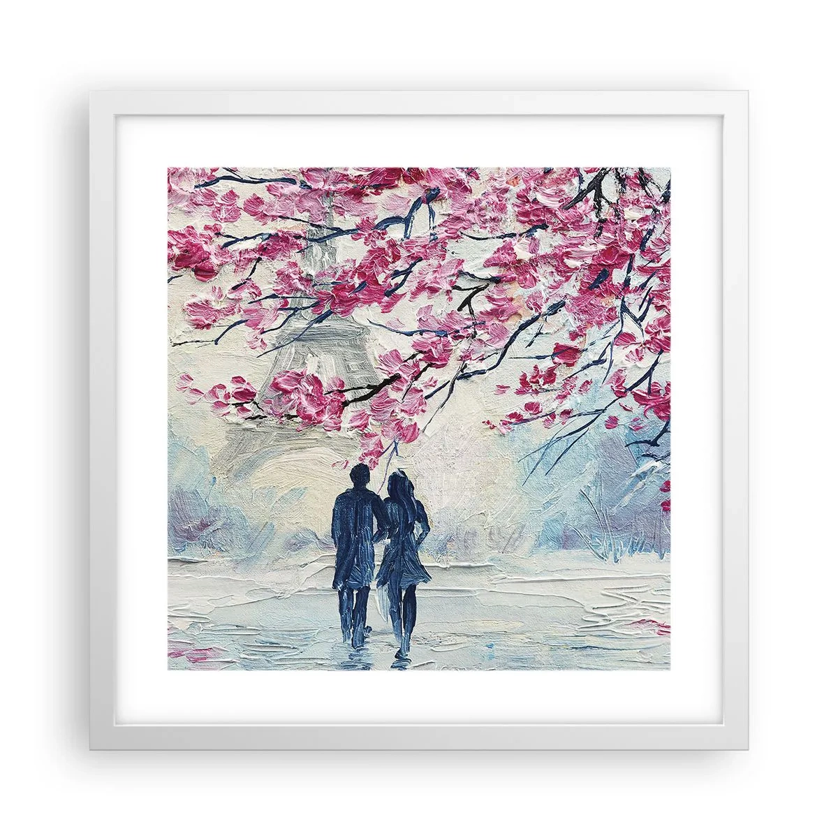 Poster in een witte lijst - Een romantische wandeling - 40x40 cm