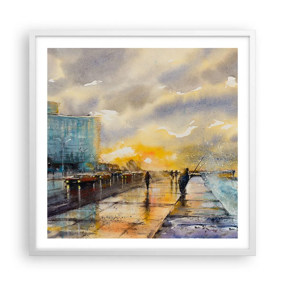 Poster in een witte lijst - Het leven aan de oever - 60x60 cm