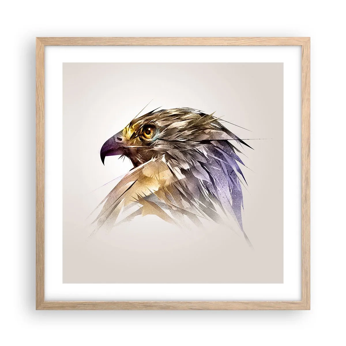 Een poster in een licht eiken lijst - Portret van een krijger - 50x50 cm