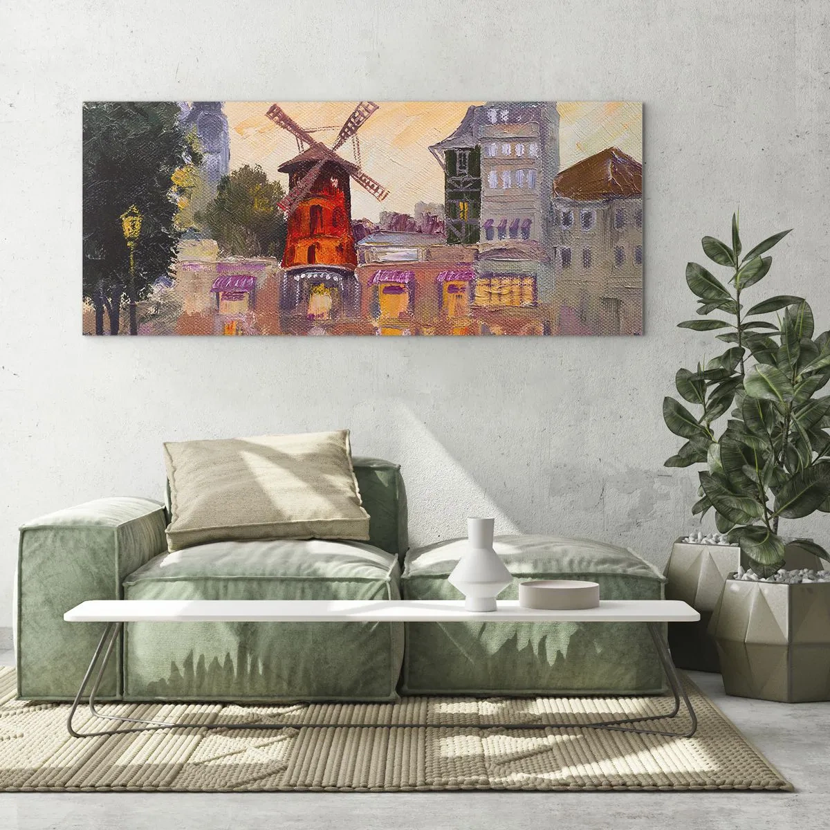Schilderen op glas - Parijse iconen – Moulin Rouge - 100x40 cm