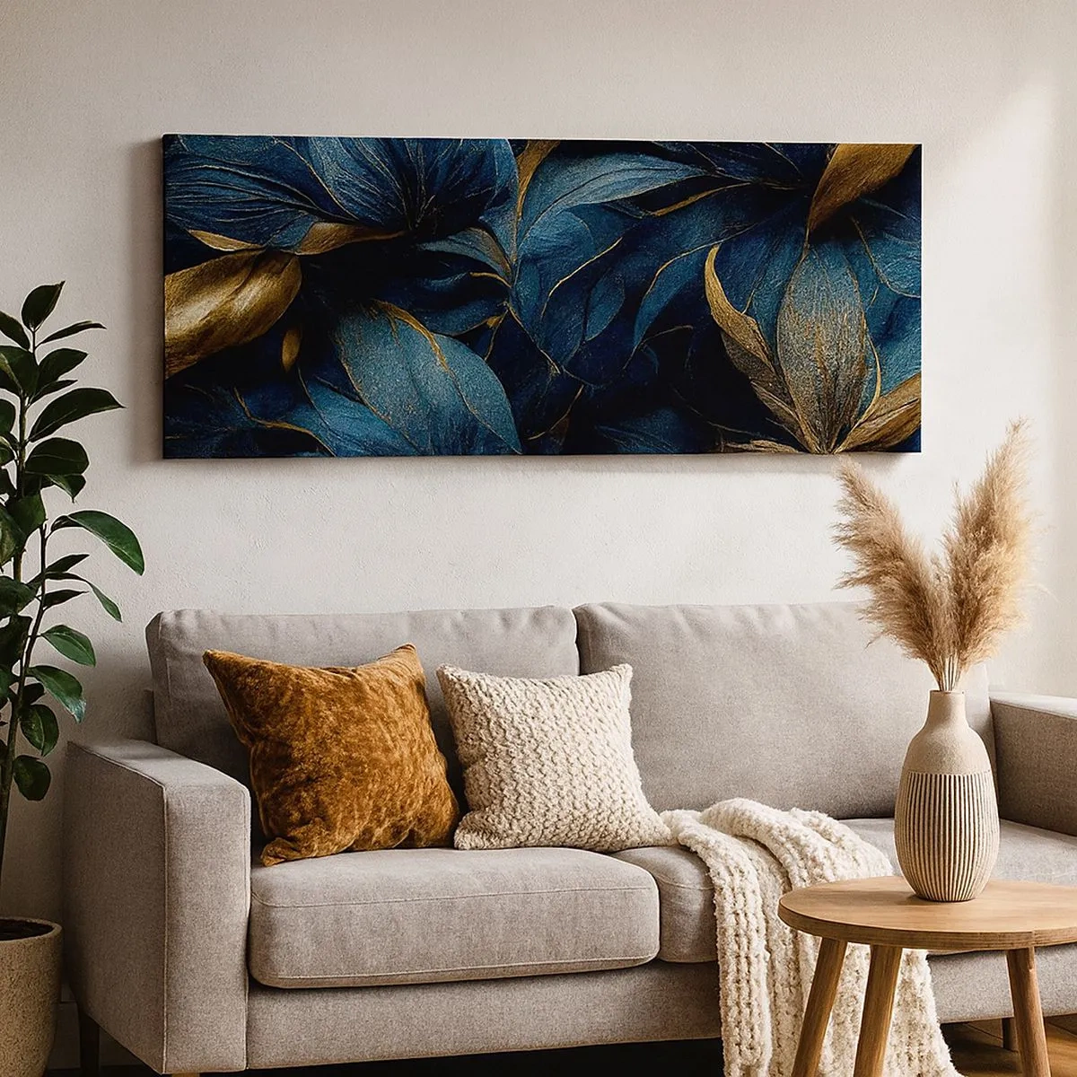 Schilderen op canvas - Met goud gevoerd - 100x40 cm