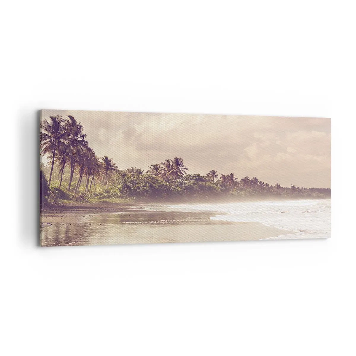 Schilderen op canvas - De streling van de golven - 100x40 cm