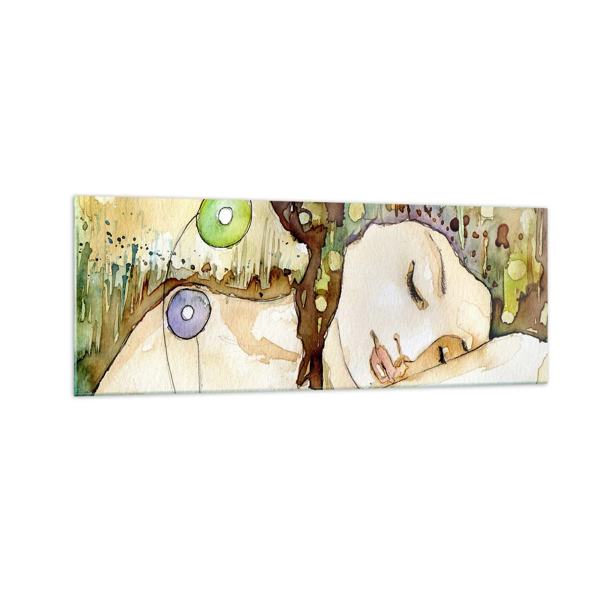 Schilderen op glas - Een smaragd-violette droom - 140x50 cm