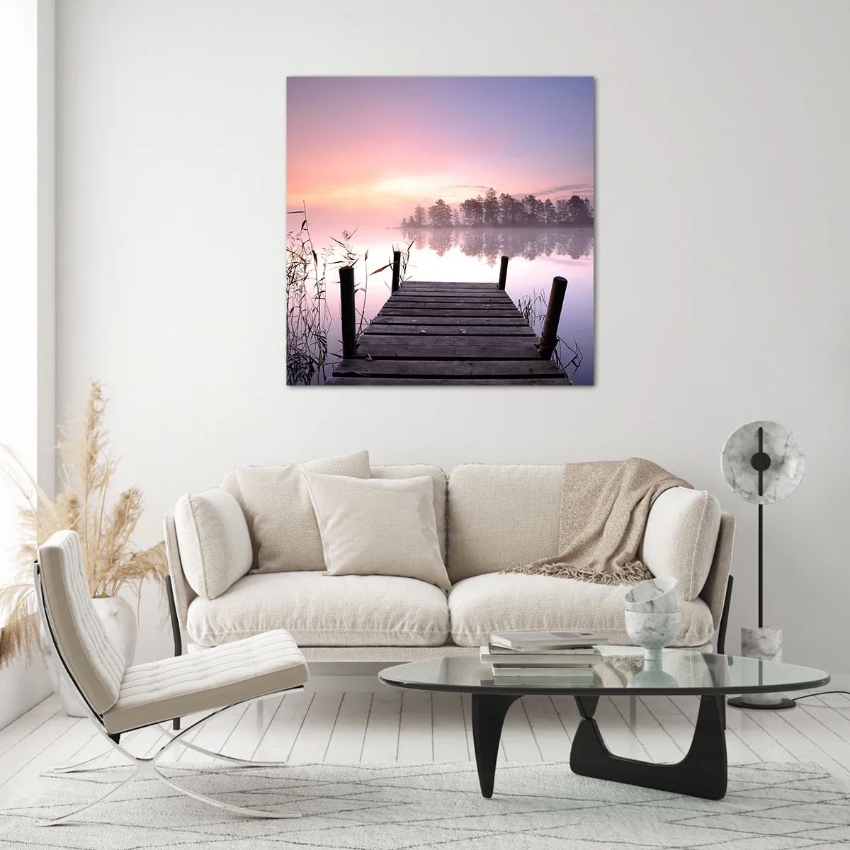 Schilderen op glas - Van de lila mist... - 60x60 cm