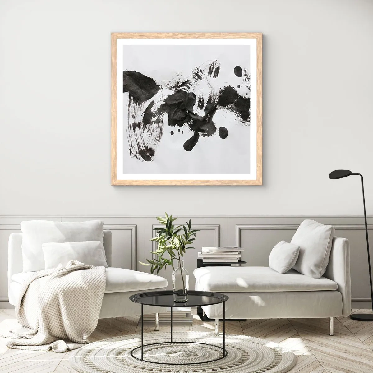 Een poster in een licht eiken lijst - Is er een methode voor de waanzin? - 60x60 cm