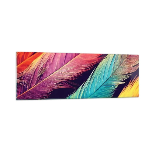 Schilderen op glas - Gevederde regenboog - 90x30 cm