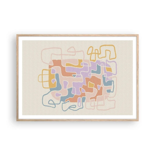 Een poster in een licht eiken lijst - Labyrint – een vreugdevol avontuur - 100x70 cm