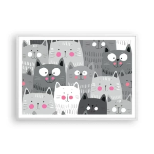 Poster in een witte lijst - De wereld van de kat - 100x70 cm
