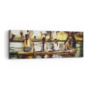 Schilderen op canvas - In een Polynesisch paradijs - 90x30 cm