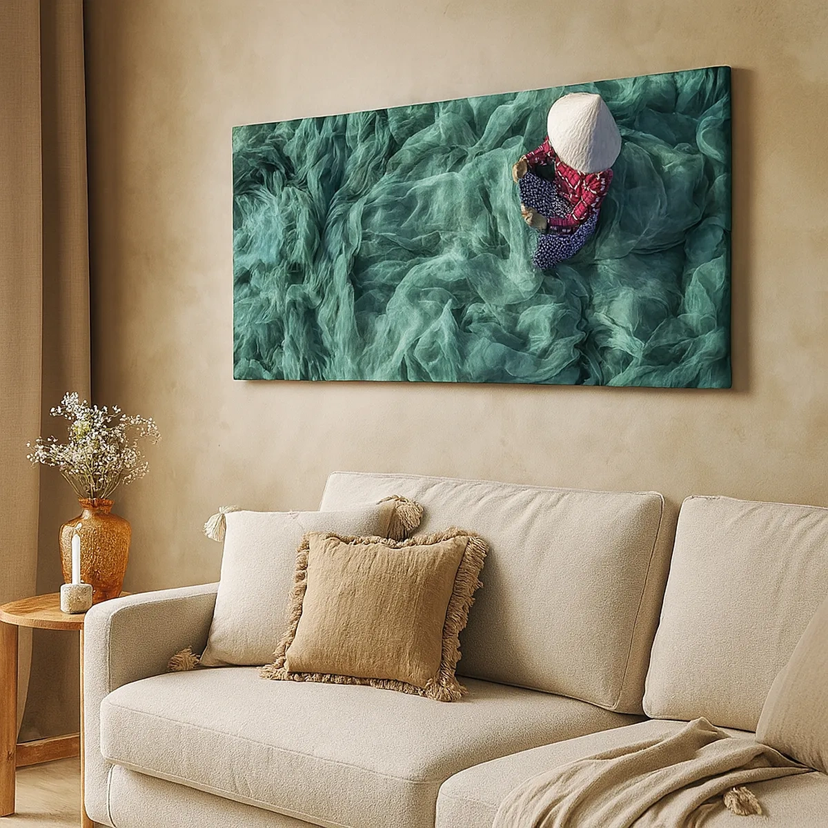 Schilderen op canvas - In een zee van netten - 30x30 cm