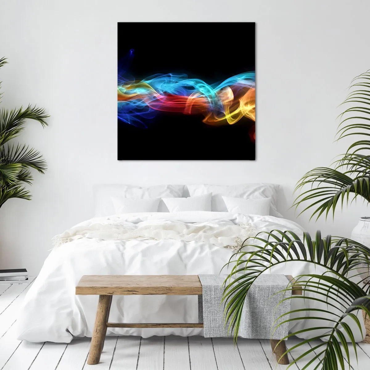 Schilderen op canvas - Regenboogdans van nevels - 60x60 cm