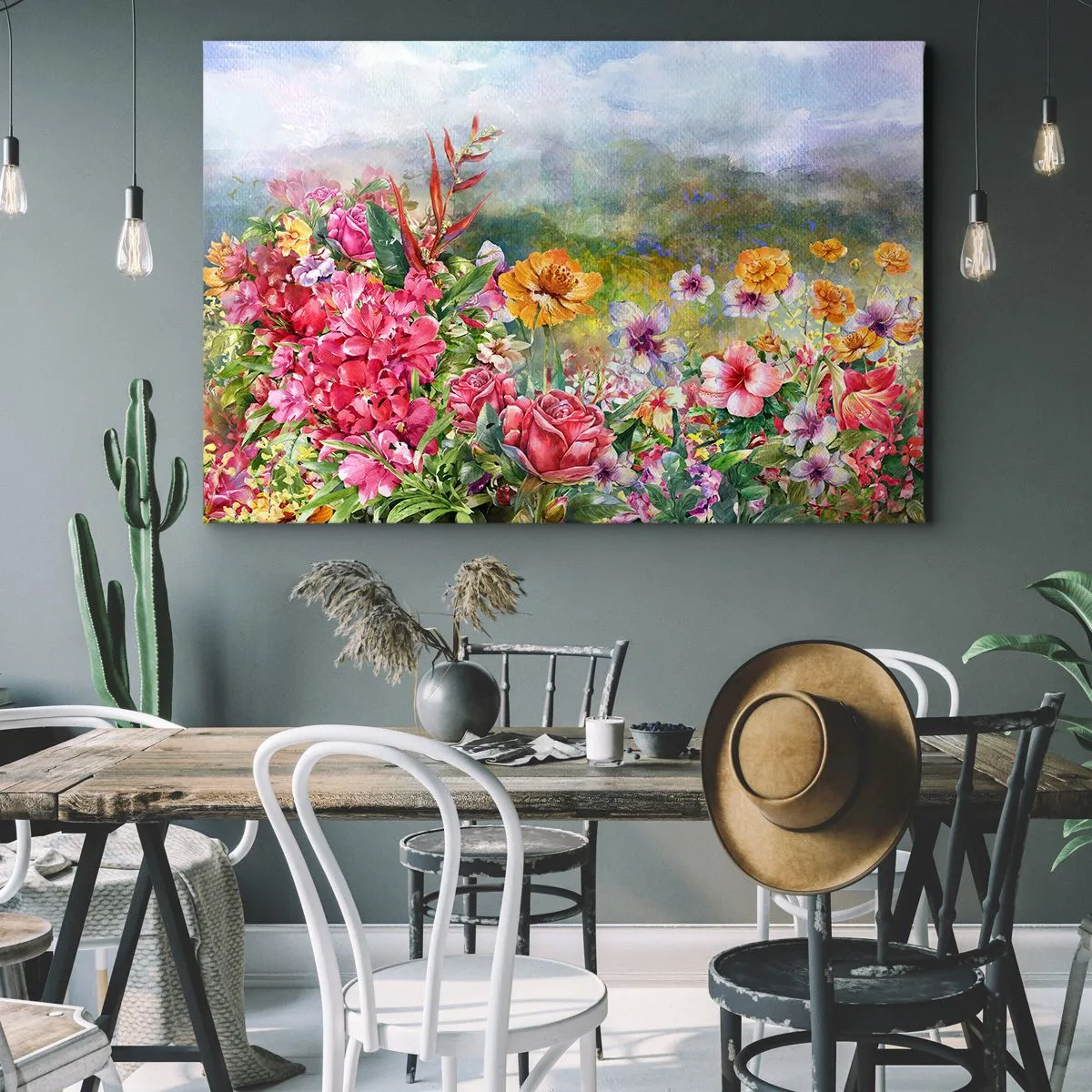 Schilderen op canvas - Een tuin die gek is geworden - 120x80 cm
