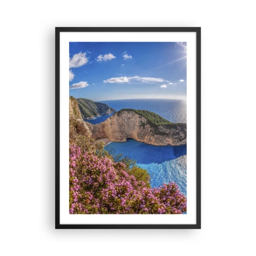 Poster in een zwarte lijst - Navagio Bay op het eiland Zakynthos met kliffen en zee - 50x70cm - Mijn geweldige Griekse vakantie - Moderne wanddecoratie voor woonkamer en slaapkamer ARTTOR