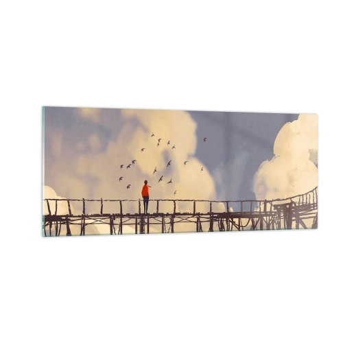 Schilderen op glas - Blauw verlangen - 100x40 cm