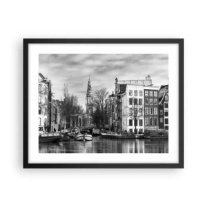 Poster in een zwarte lijst - Amsterdamse sferen - 50x40 cm