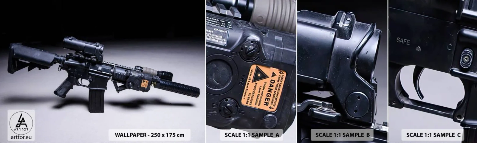 Fotobehang Staaltje Standard Eco - Donkere ridder - Leger, Geweer, Wapen - 100x30 cm