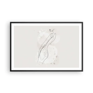 Poster in een zwarte lijst - De blik dwaalt af - 91x61 cm