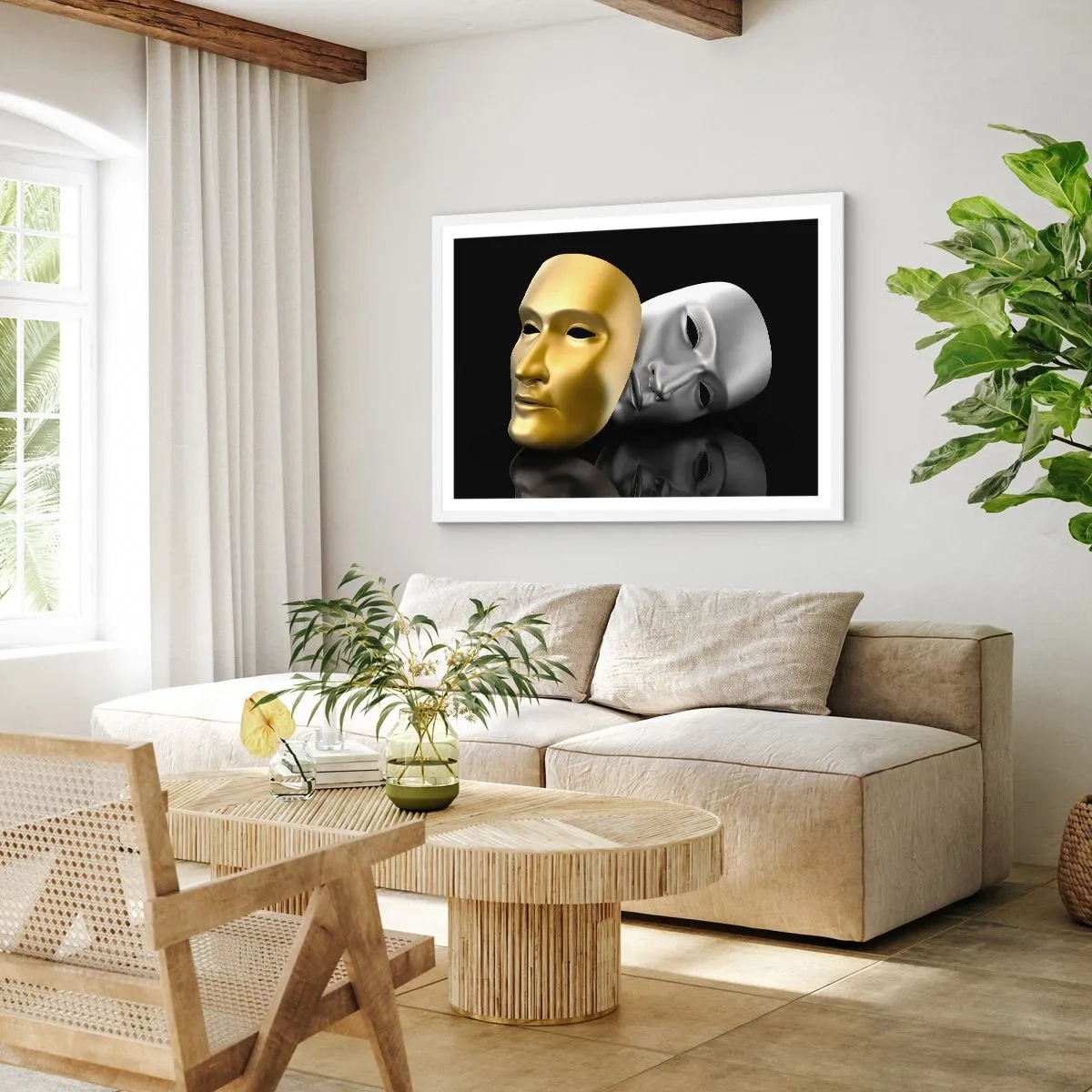 Poster in een witte lijst - Het leven is theater - 70x50 cm