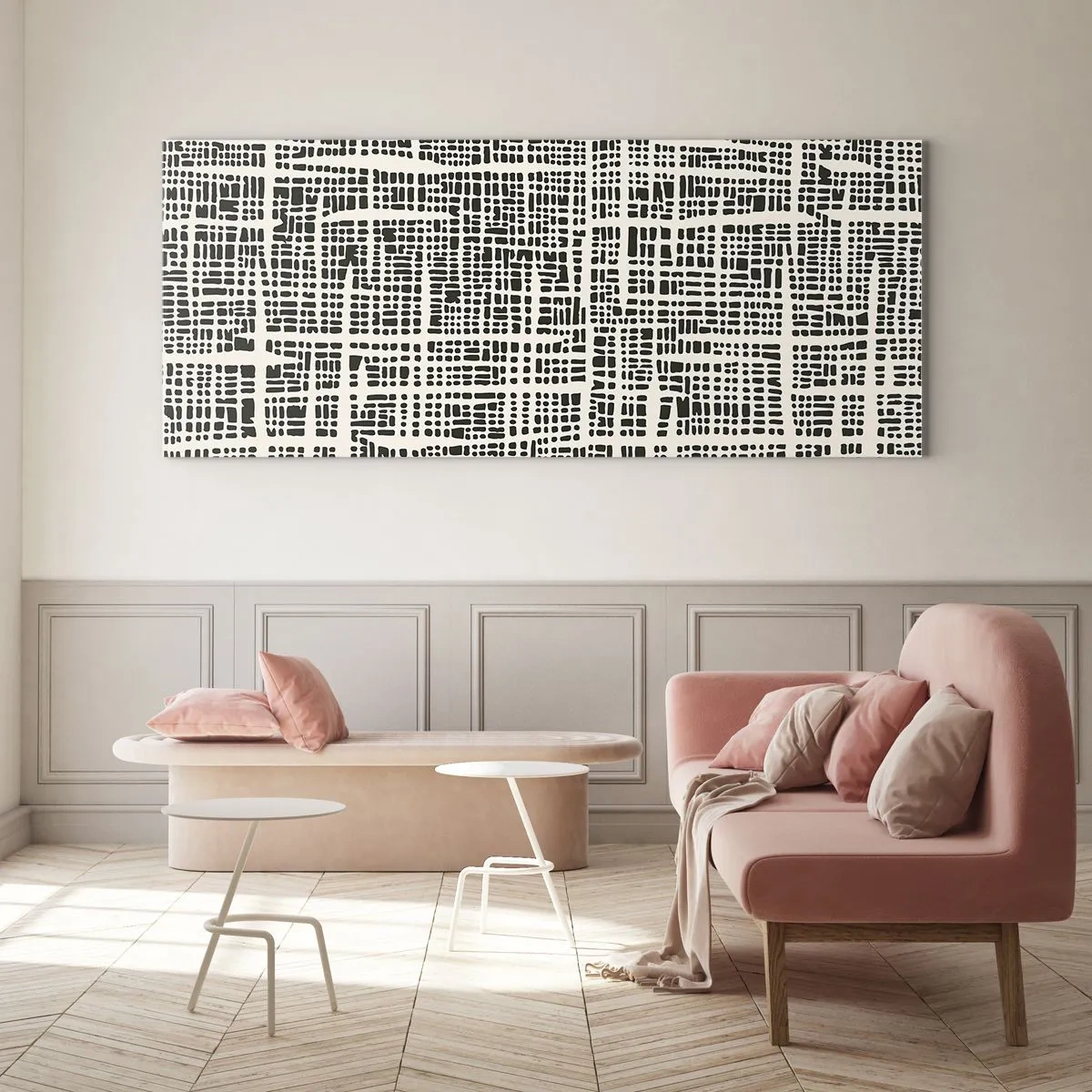 Schilderen op glas - Geweven compositie - 120x50 cm