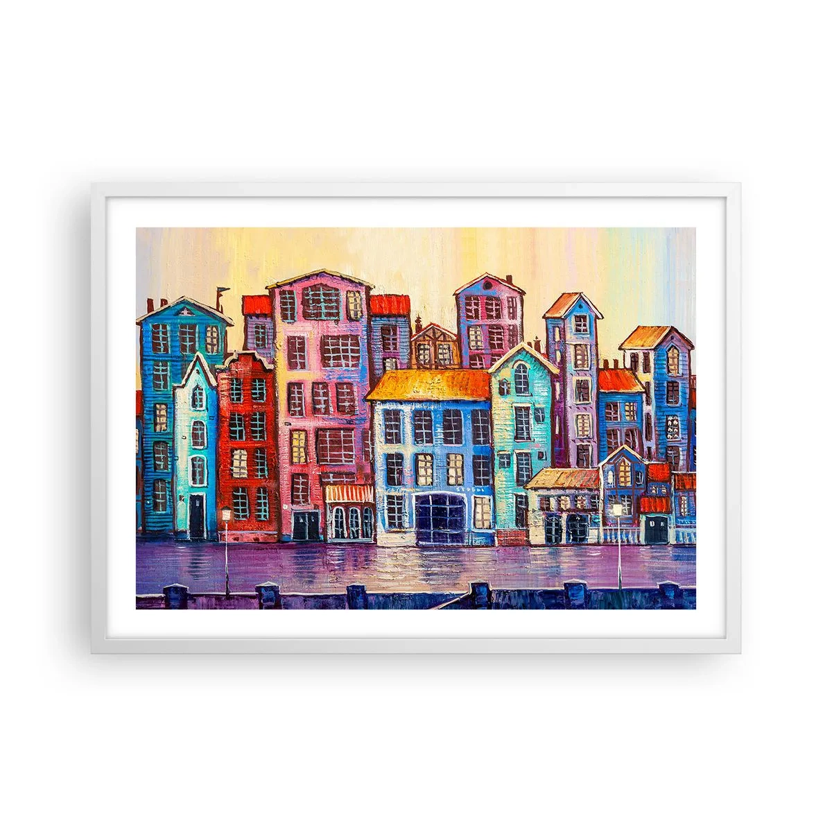 Poster in een witte lijst - Een stad als uit een sprookje - 70x50 cm