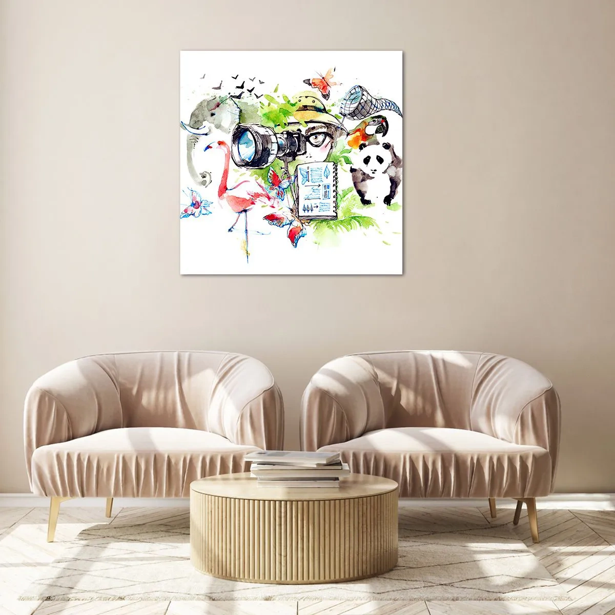 Schilderen op glas - In de lens van een reiziger - 70x70 cm