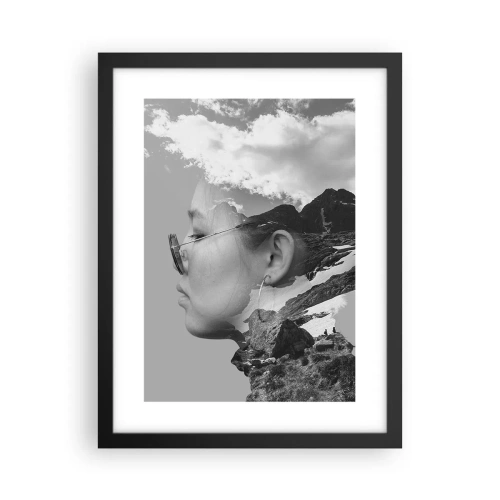 Poster in een zwarte lijst - Top en bewolkt portret - 30x40 cm