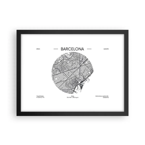 Poster in een zwarte lijst - Anatomie van Barcelona - 40x30 cm