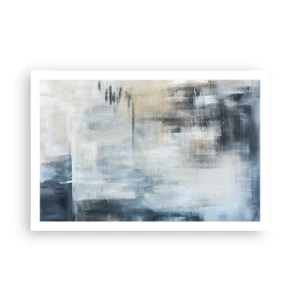 Poster - Achter het blauwe gordijn - 91x61 cm