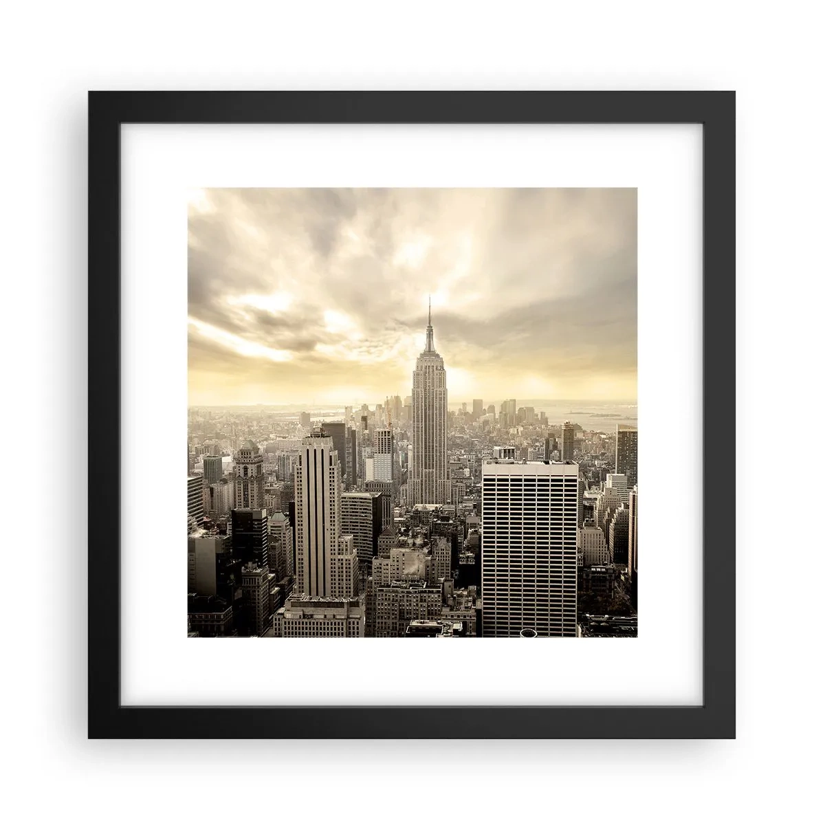 Poster in een zwarte lijst - New York geweven van grijs - 30x30 cm