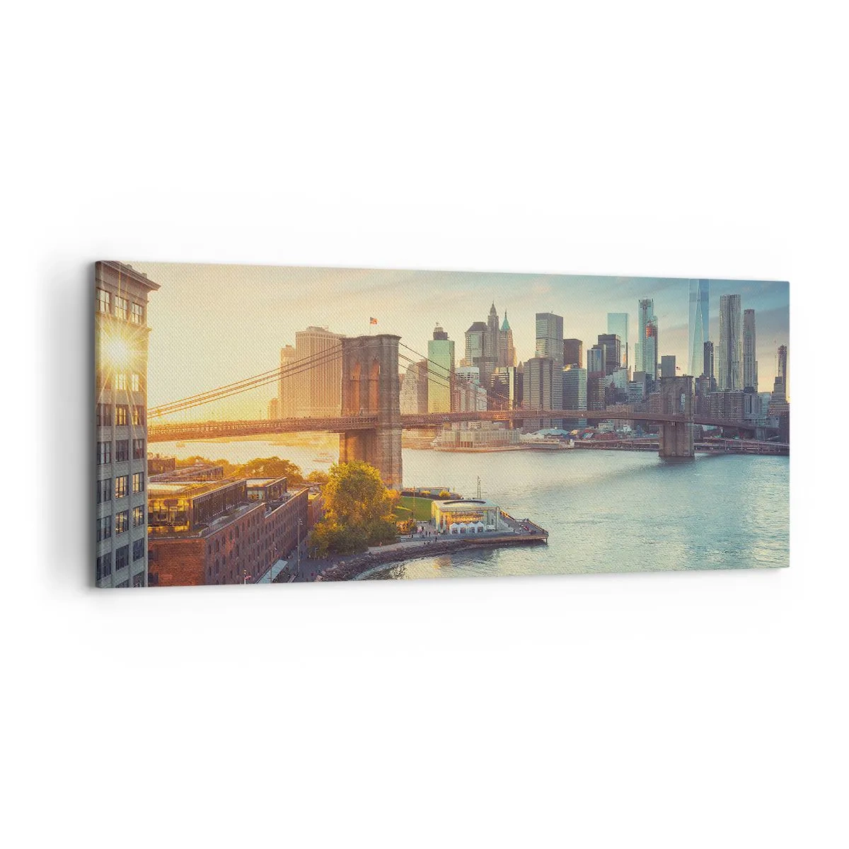 Schilderen op canvas - Dageraad in de grote stad - 100x40 cm