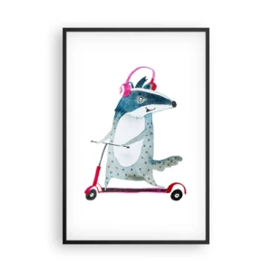 Poster in een zwarte lijst - Badger vreugde - 61x91 cm