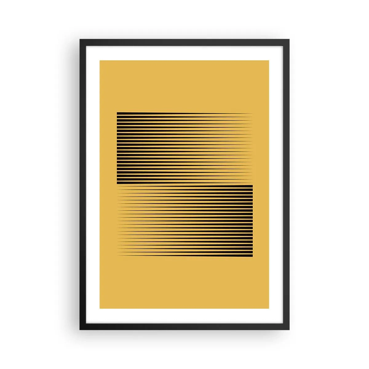 Poster in een zwarte lijst - Een minimalistische compositie van lijnen op een mosterdgele achtergrond. - 50x70cm - Vierkant van tegenpolen - Moderne wanddecoratie voor woonkamer en slaapkamer ARTTOR