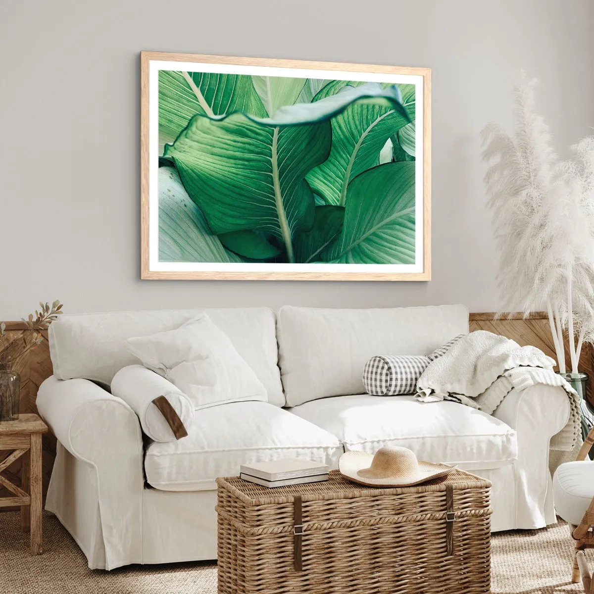 Een poster in een licht eiken lijst - Intens groen leven - 100x70 cm