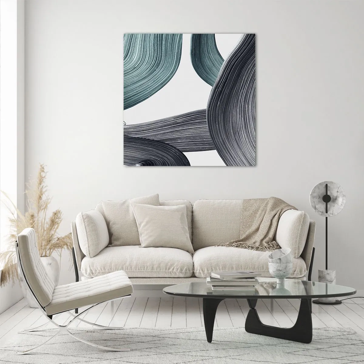 Schilderen op glas - Smaragdgroene en zwarte paden - 30x30 cm