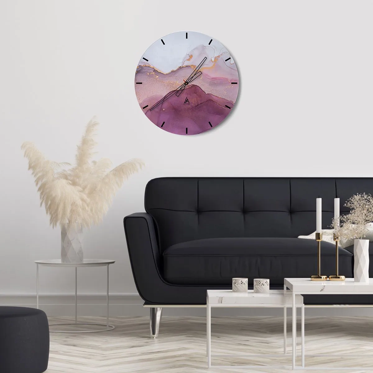 Wandklok - Klok - Lila en paarse golven - 40x40 cm
