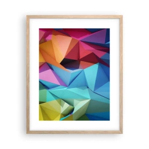Een poster in een licht eiken lijst - Regenboog origami - 40x50 cm