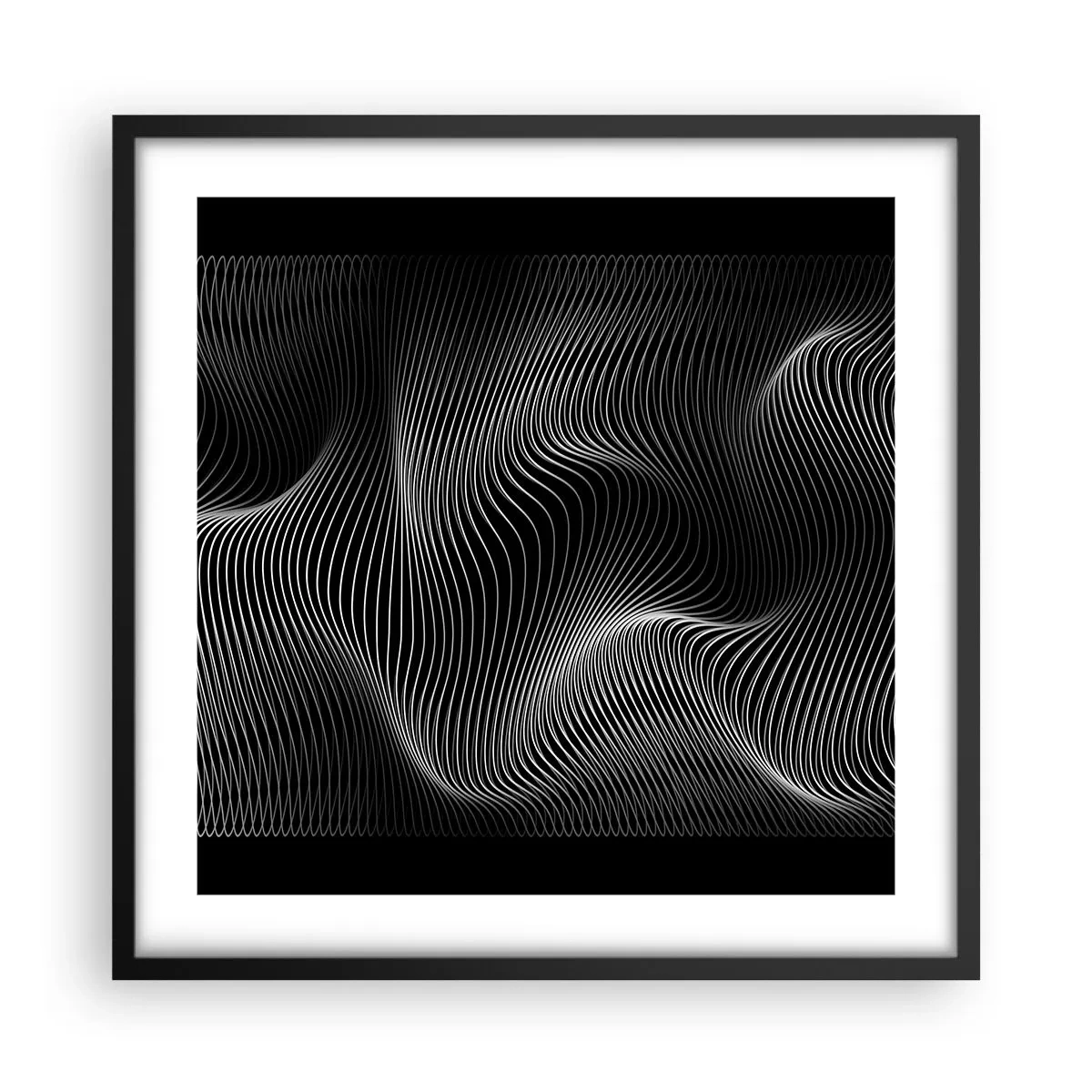 Poster in een zwarte lijst - Dans van licht in de ruimte - 50x50 cm