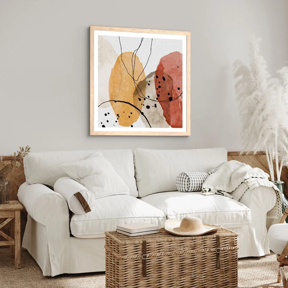 Een poster in een licht eiken lijst - Als lichte, transparante lucht - 50x50 cm