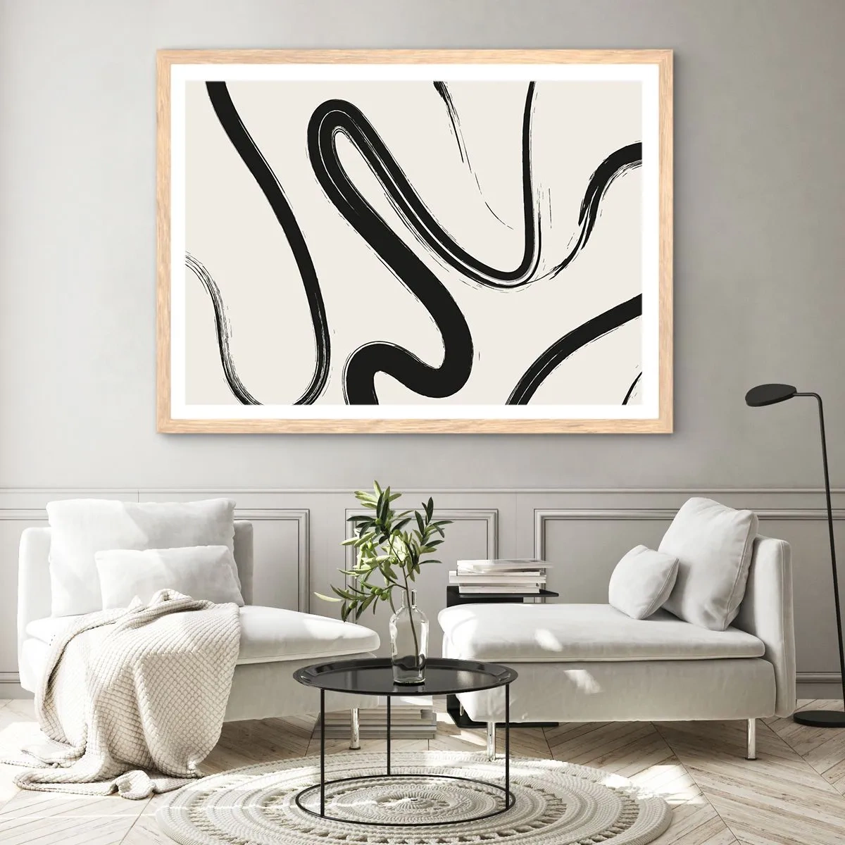Een poster in een licht eiken lijst - Zwart-wit eigenzinnigheid - 50x40 cm