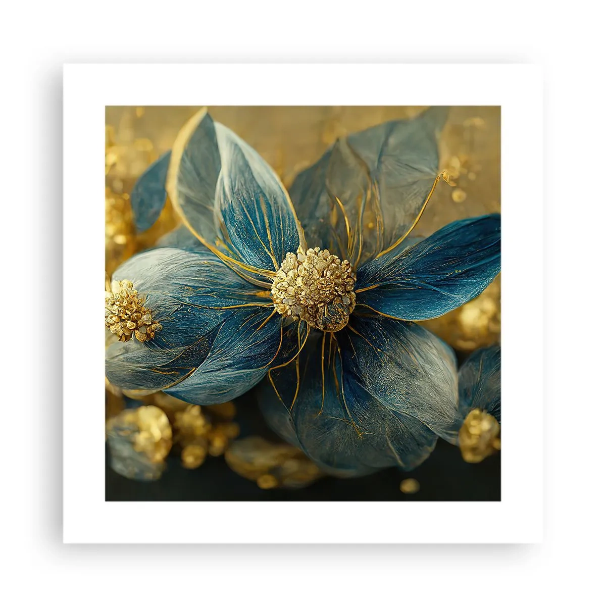 Poster - Bloei met goud - 40x40 cm