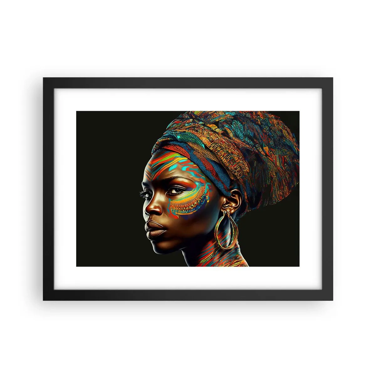 Poster in een zwarte lijst - Afrikaanse koningin - 40x30 cm