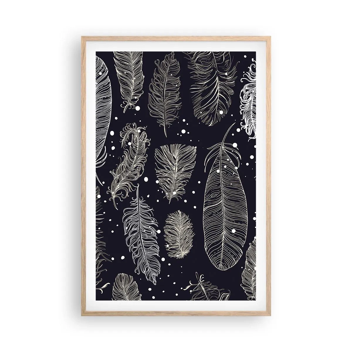 Een poster in een licht eiken lijst - Gevederde kant - 61x91 cm