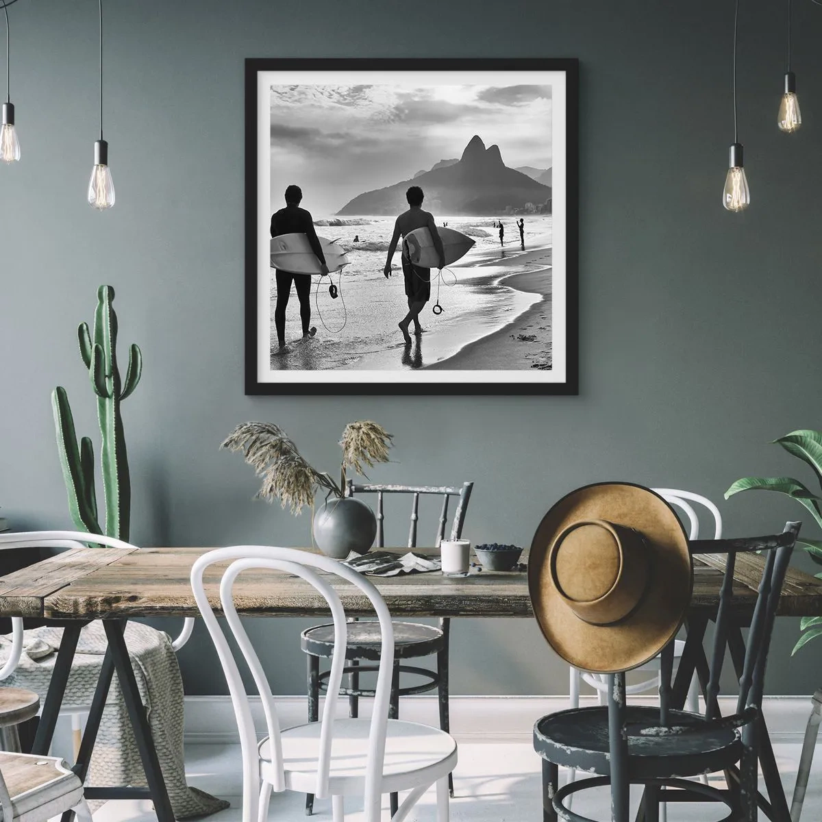 Poster in een zwarte lijst - Enkele golf samba - 40x40 cm