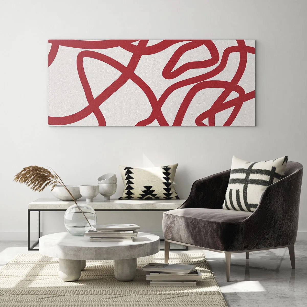 Schilderen op glas - Rood op wit - 100x40 cm